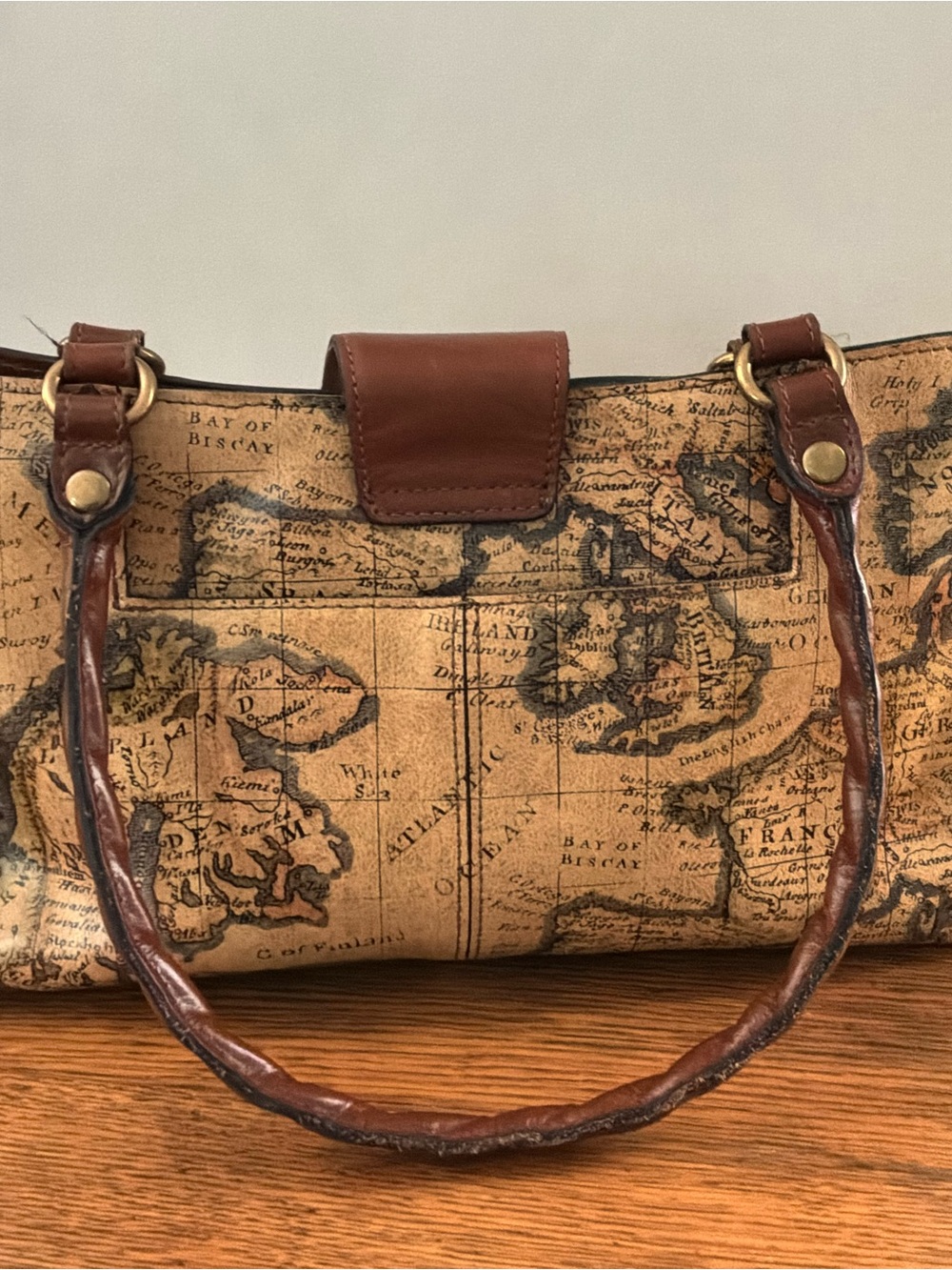 Patricia Nash Leather Map-Print Satchel - Picture 3 of 11